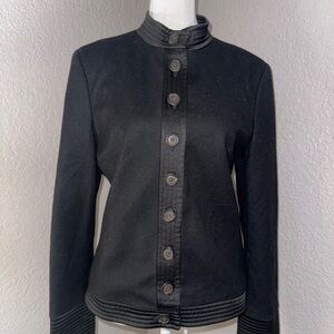 Michael Kors Black Button-Front Stand Collar Jacket